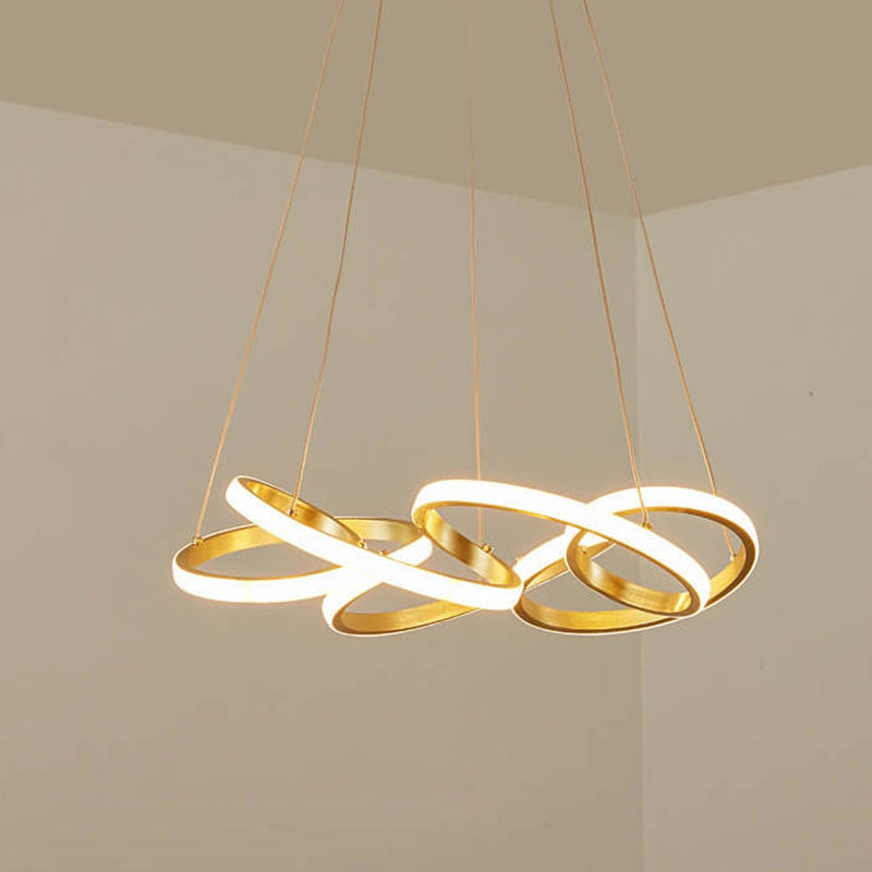 Moderner Luxus Gold Twisted Line Island Light LED Kronleuchter