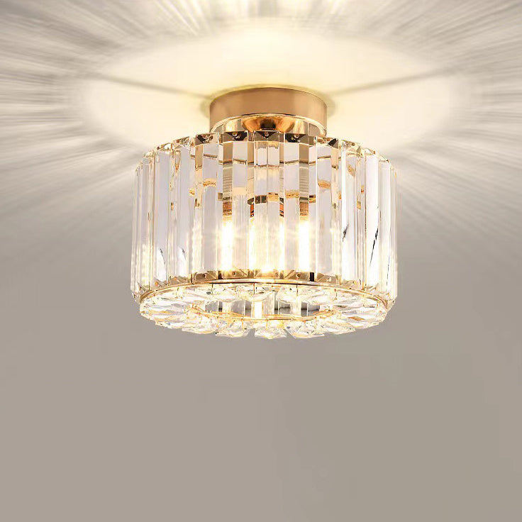 Moderne luxuriöse Kristall-Deckenleuchte in runder oder quadratischer Form, 1-flammig, als Semi-Flush-Mount für das Wohnzimmer 