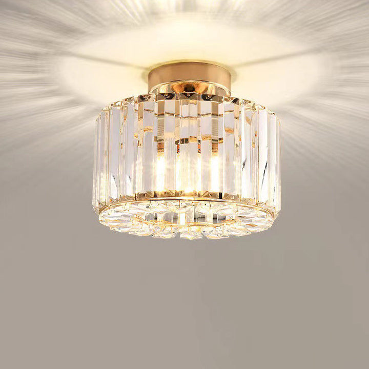 Moderne luxuriöse Kristall-Deckenleuchte in runder oder quadratischer Form, 1-flammig, als Semi-Flush-Mount für das Wohnzimmer 
