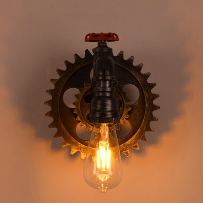 Industrial Creative Gear-shaped Wrought Iron 1/2-Light Wall Sconce Lamp