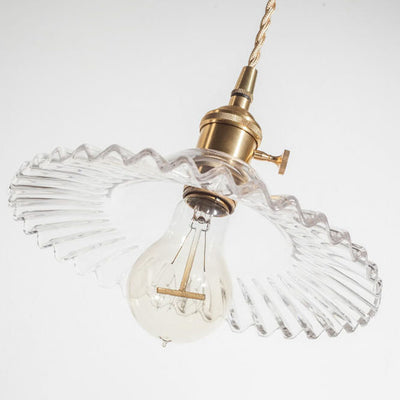 European Vintage Rustic Glass Copper 1-Light Pendant Light