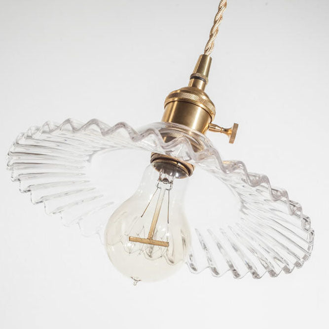 European Vintage Rustic Glass Copper 1-Light Pendant Light