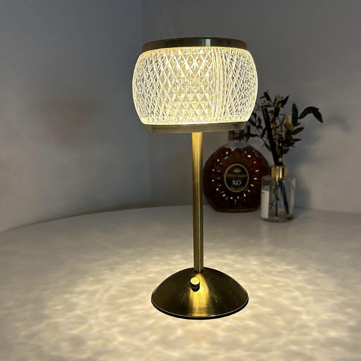 Nordic Minimalist Acrylic Drum Gold LED Rechargeable Touch Table Lamp