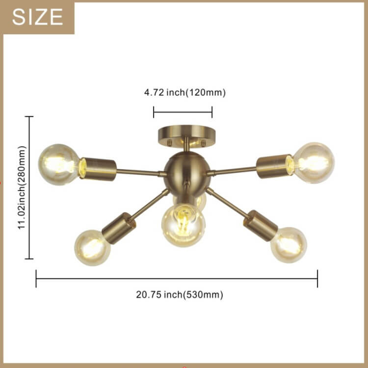 Glass Lampshade 6 -Light  Adjustable Chandeliers