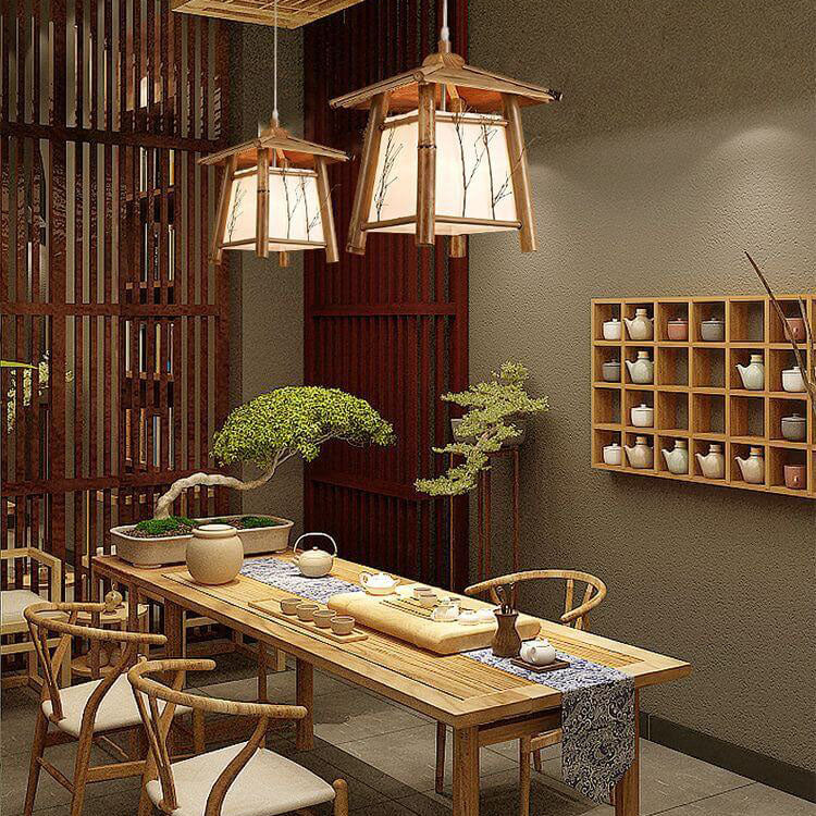 Japanese Rustic Vintage Bamboo Weaving 1-Light Pendant Light