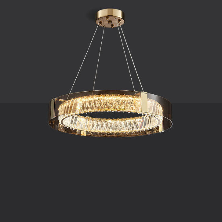 Italian Light Luxury Crystal Circle Plating LED Chandelier