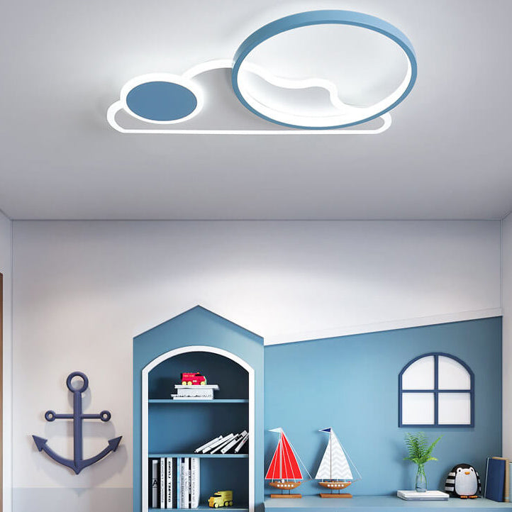 Creative Childlike Mountain Sunrise Combination Design LED Flush Mount Light