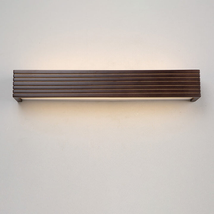 Moderne chinesische Walnuss Quadrat Bar Eitelkeit LED Wandleuchte 