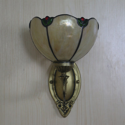 Tiffany Vintage Milk Yellow Glass Gem Bowl 1-Light Wall Sconce Lamp