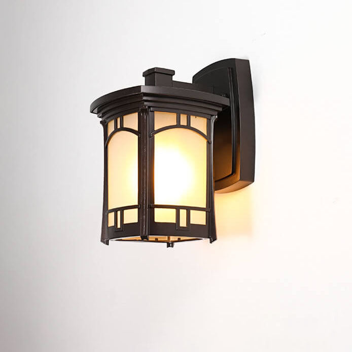 Modern Square Aluminum Glass Carved 1-Light Outdoor Waterproof Wall Sconce Lamp