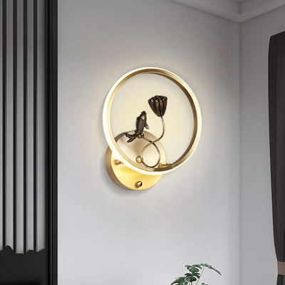 Moderne kreative LED-Wandleuchte im chinesischen Stil mit Lotusteich-Landschaftsdesign 