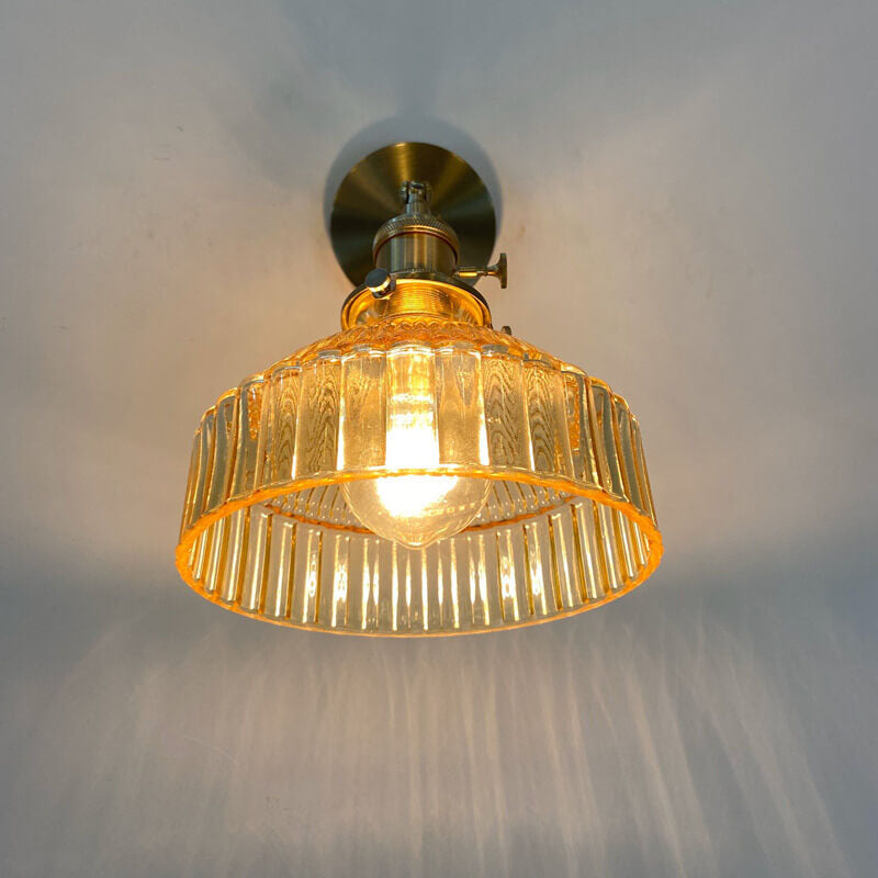 Nordic Dome Glass Shade Brass 1-Light Wall Sconce Lamp