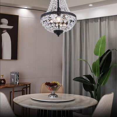 Industrial Iron Crystal Pendant Decorative 1-Light Pendant Light