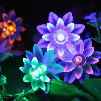 Solar Lotus String Lights Patio Outdoor Decorative Multicolor String Lights