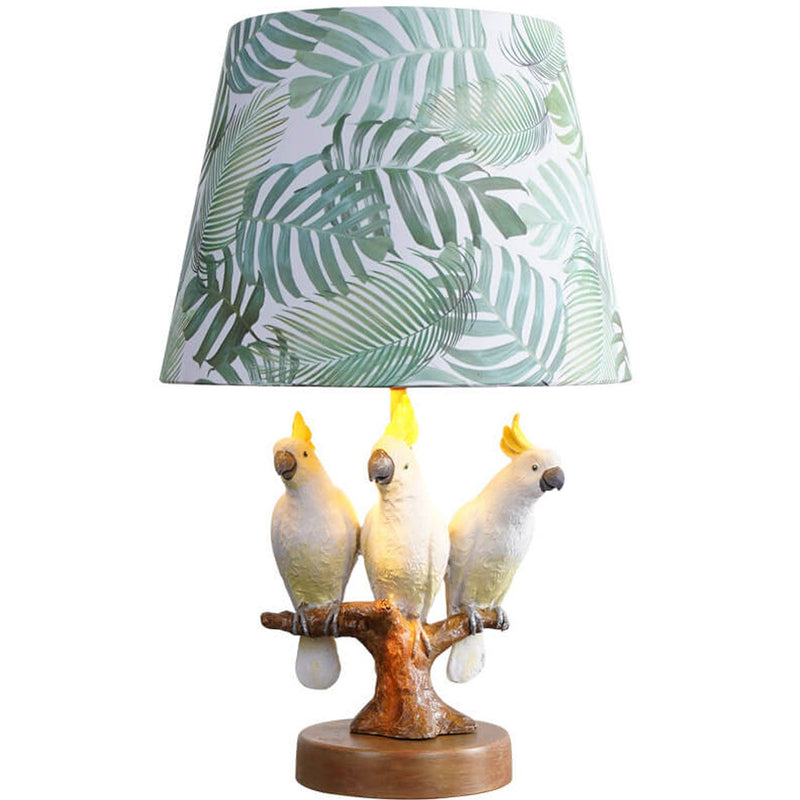 Nordic Leaf Fabric Resin Bird Design 1-Light Table Lamp