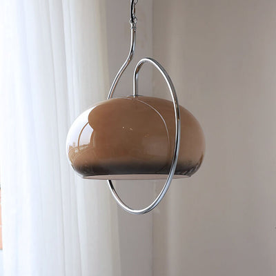 European Vintage Round Ball Iron Glass 1-Light Pendant Light