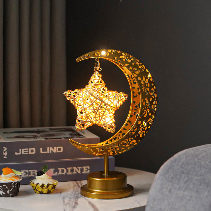 Contemporary Creative Iron Moon Star Orb LED Decorative Table Lamp For Living Room &amp; Bedroom
