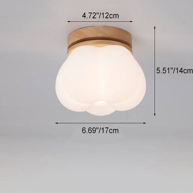 Modern Cream Cloud Wood Rotomolding 1-Light Semi-Flush Mount Ceiling Light