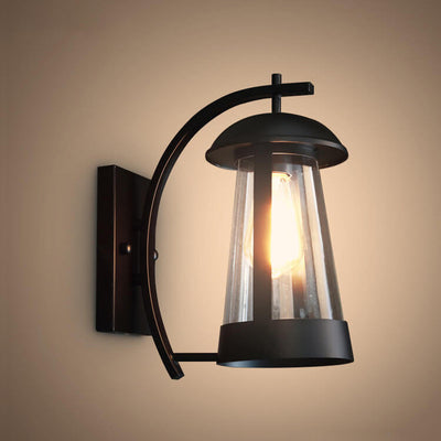 Waterproof New Chinese Style Curved 1-Light Outdoor Wall Sconce Lamp