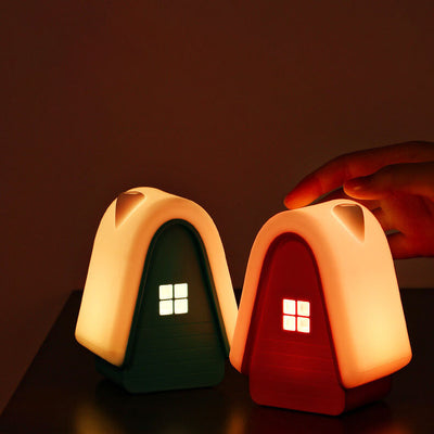 Lámpara de Mesa de Luz Nocturna LED Recargable USB de Silicona en Forma de Casa de Nieve Moderna de Dibujos Animados 