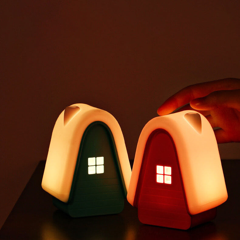 Lámpara de Mesa de Luz Nocturna LED Recargable USB de Silicona en Forma de Casa de Nieve Moderna de Dibujos Animados 