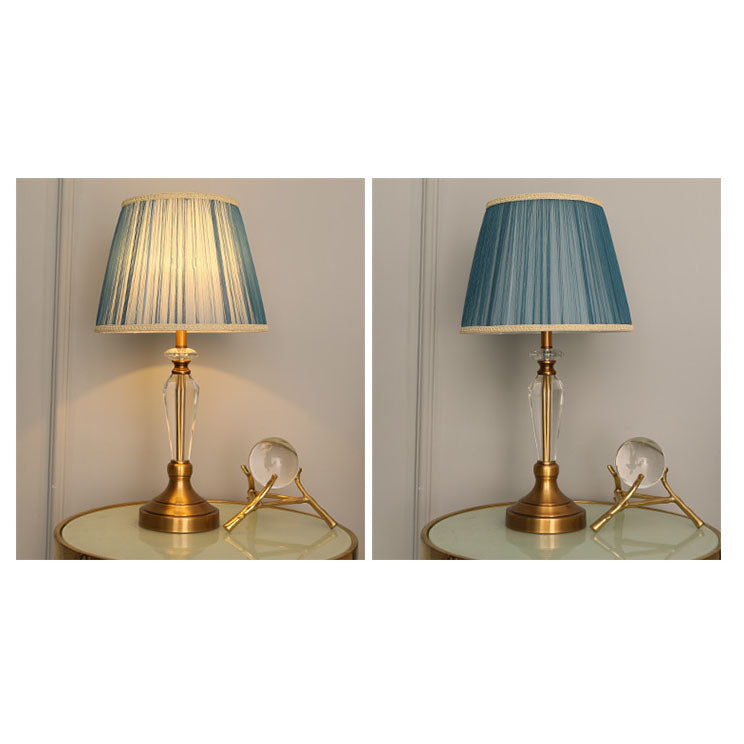 Lampe de table européenne minimaliste en tissu cristal à 1 lumière 