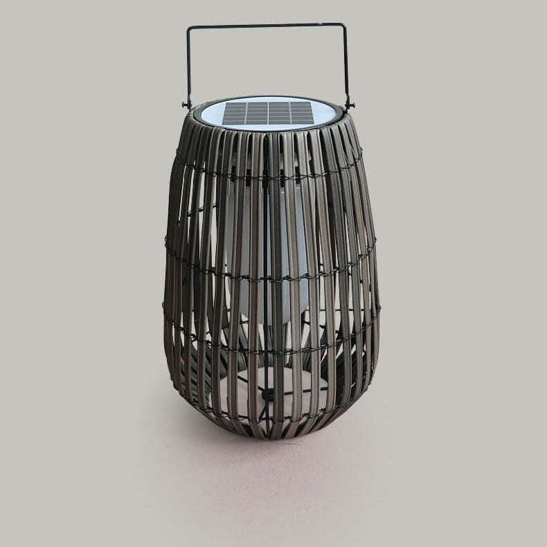 Lumière de paysage de pelouse LED solaire étanche portable en osier rustique moderne 