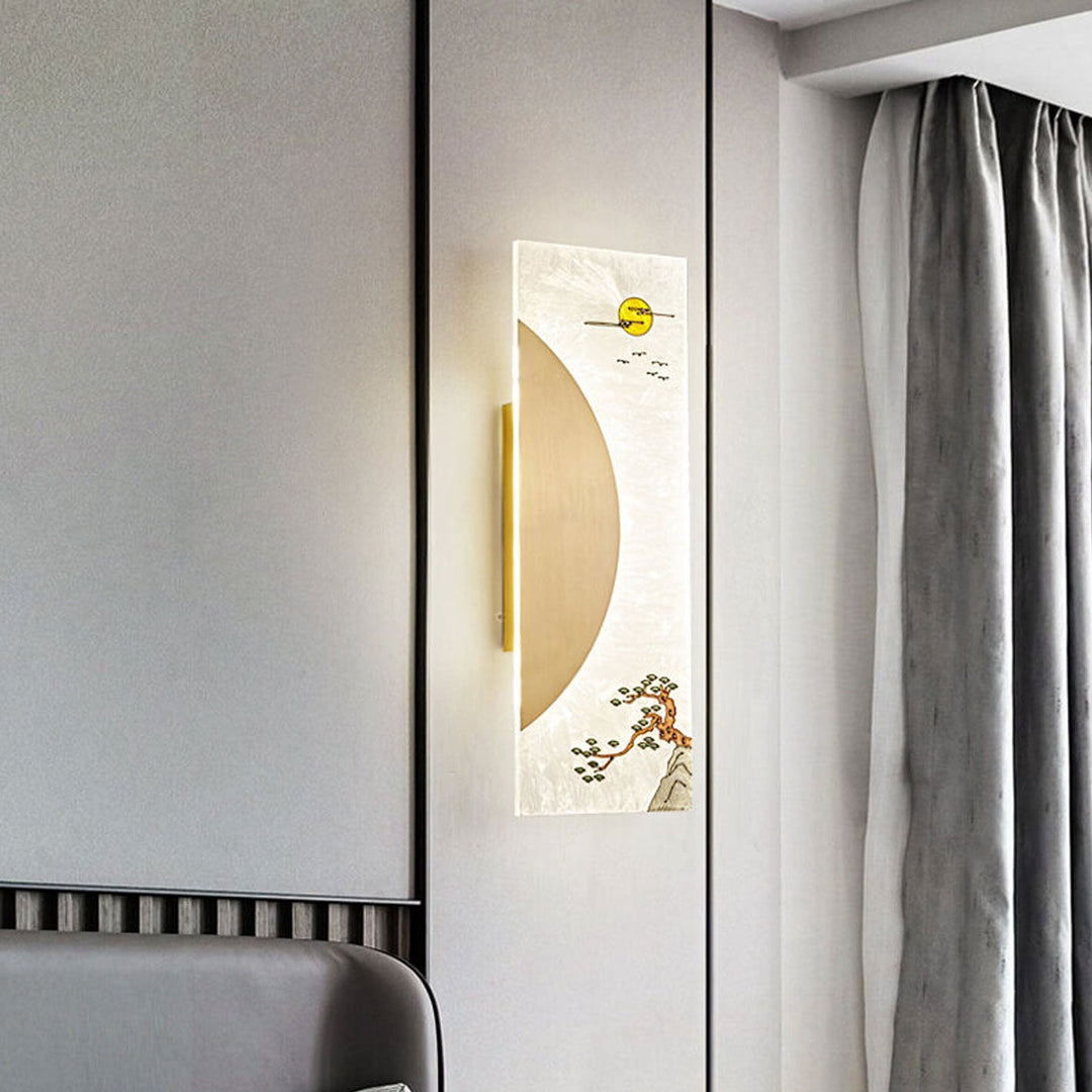Nouveau style chinois applique murale LED design ultra-mince en cuivre complet 