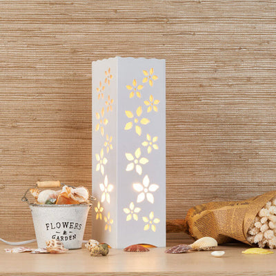 Lampe de table moderne et créative avec colonne carrée creusée à 1 lumière 