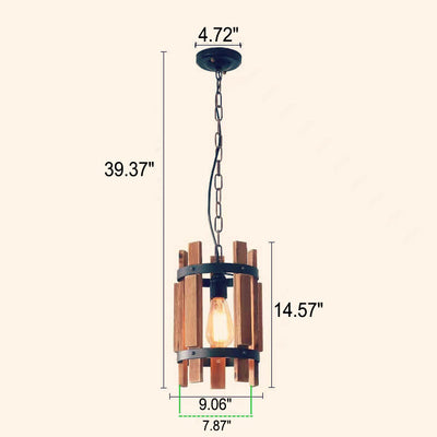 Industrial Style Creative Retro Wood 1-Light Pendelleuchte 