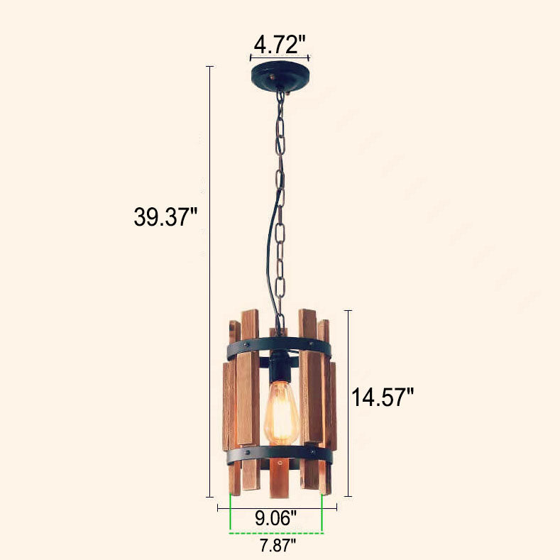 Industrial Style Creative Retro Wood 1-Light Pendelleuchte 