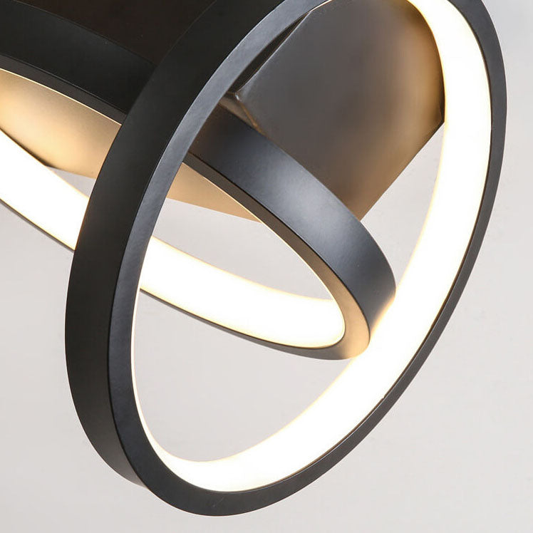 Modern Mid-century Iron Triangle Plate Cross Aluminum Ring LED Semi-Flush Mount Ceiling Light For Living Room