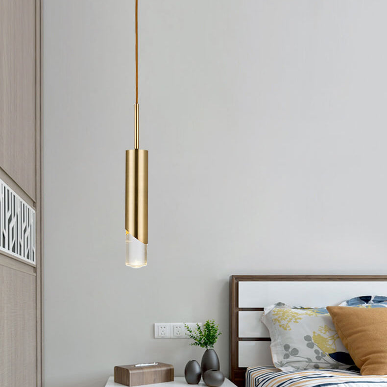 Nordic Modern Minimalist Cylindrical Iron Acrylic LED Pendant Light