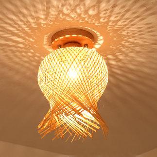 Modern Minimalist Creative Bamboo Weaving Flush Mount Ceiling Lamp