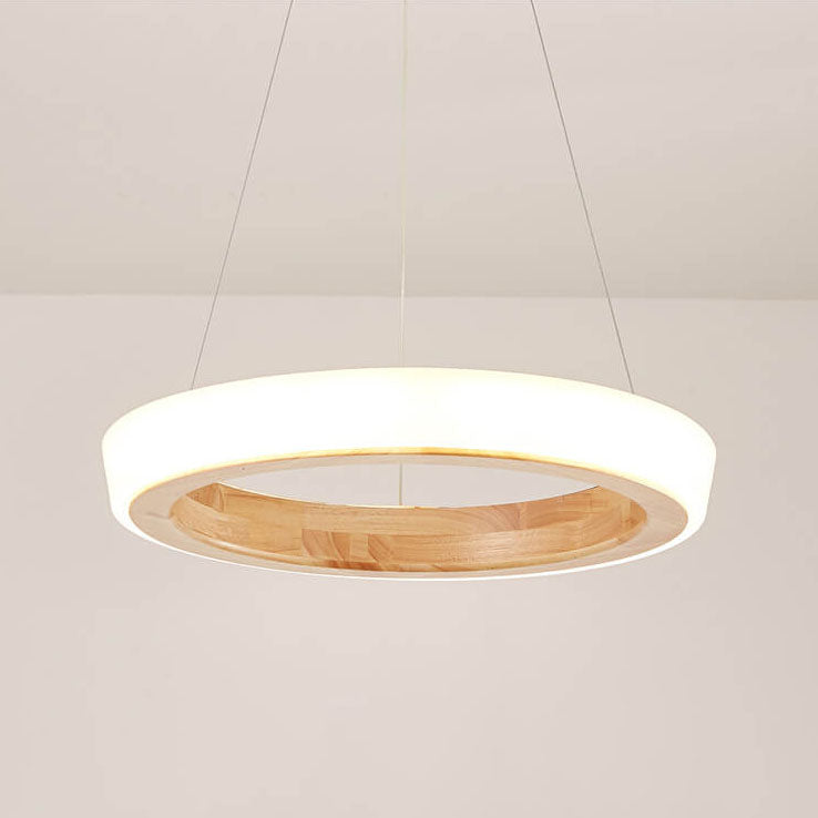 Japanese Simplicity Log Circle Island Light LED Chandelier