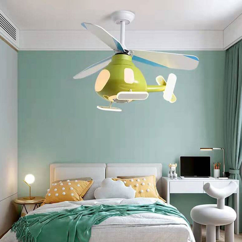 Cartoon Kreatives Flugzeugdesign LED Downrods Deckenventilatorlicht 