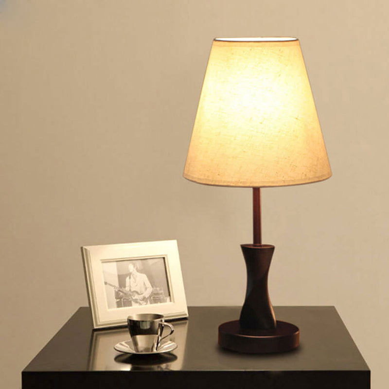 Modern Minimalist Solid Wood Fabric 1-Light Table Lamp