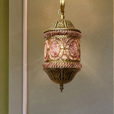 Southeast Asian Style Hollow Iron Pink 1-Light Wall Sconce Lamp