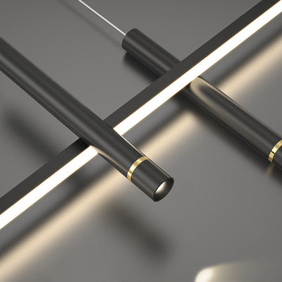 ثريا ضوء الجزيرة LED بخط مستقيم هندسي من الألومنيوم الحديث البسيط لغرفة الطعام 
