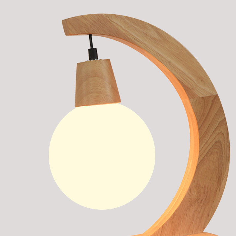 Lampe de table 1 lumière en bois massif avec boule en verre créative nordique 