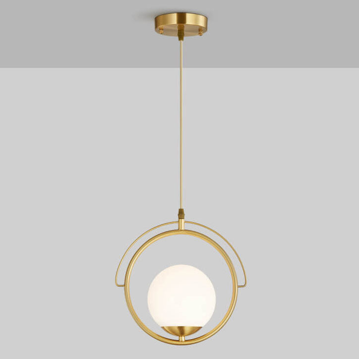 Nordic Minimalist Copper Glass Ring 1-Light Pendant Light