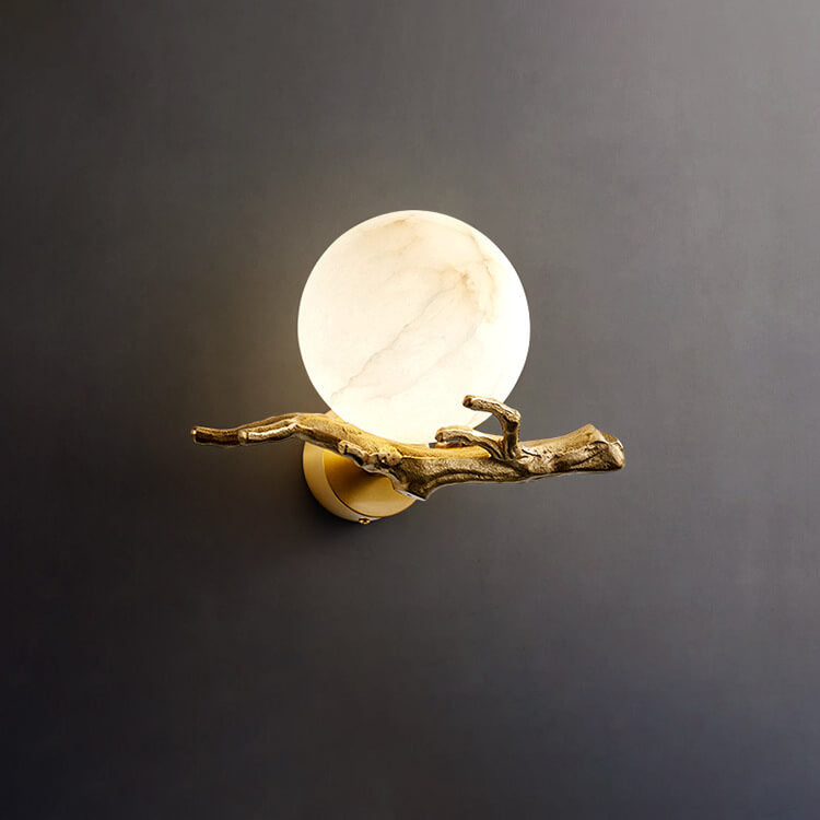 Creative Luxury Brass Lucite Tree Branch 1-Light Wall Sconce Lamp