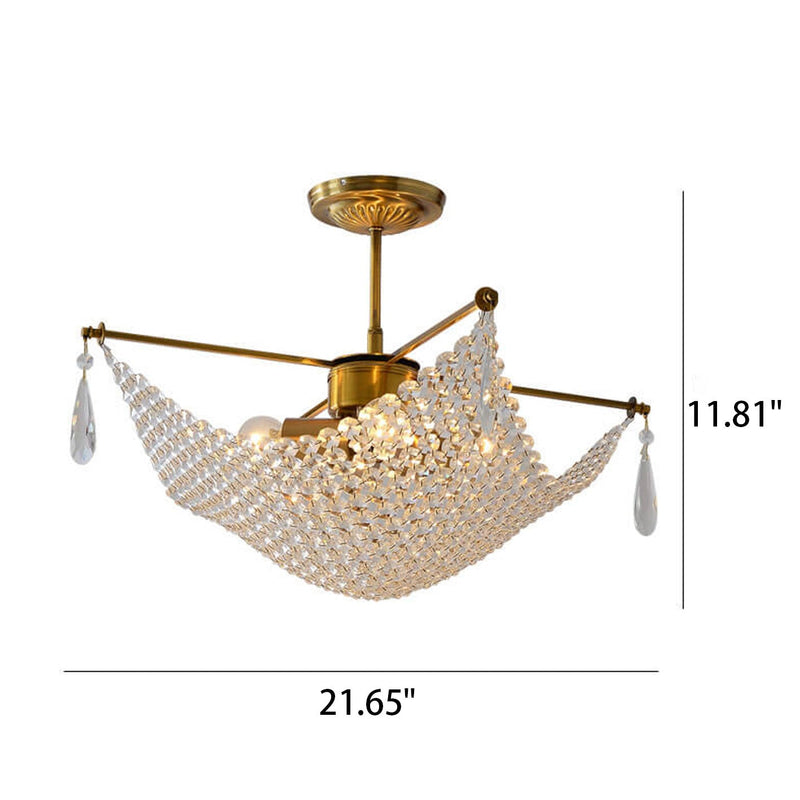 Modern Luxury Crystal Netting 4-Light Art Chandelier