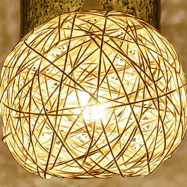 Vintage chinesische Rattan gewebte Vogel 1-flammige Wandleuchte