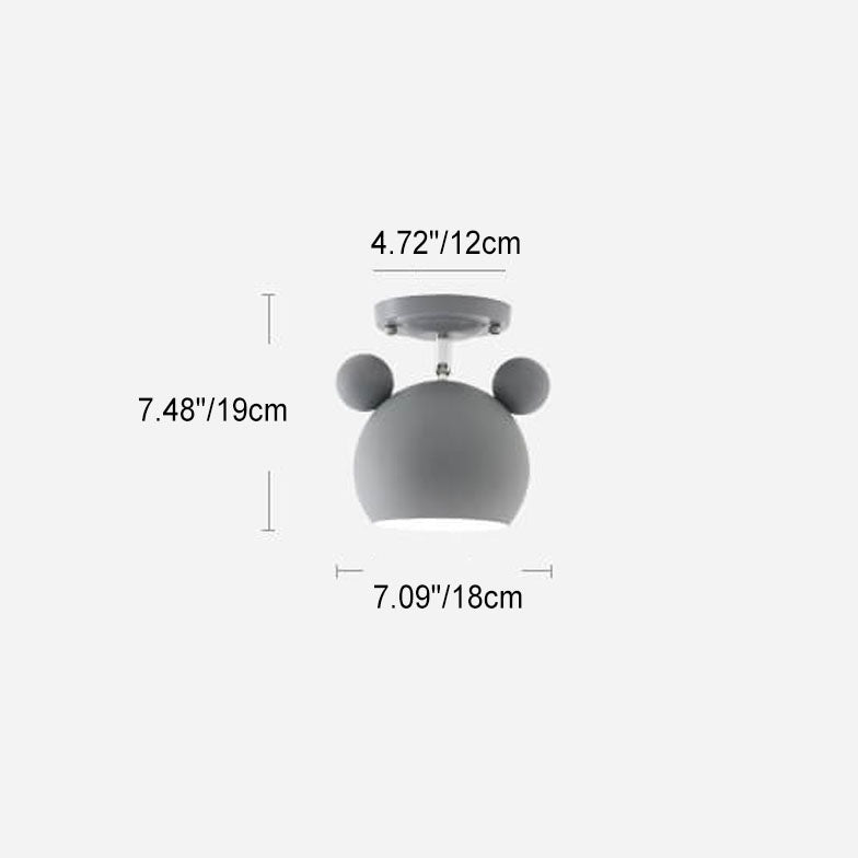 Contemporary Nordic Cartoon Dome Shape Iron 1-Light Semi-Flush Mount Ceiling Light For Hallway