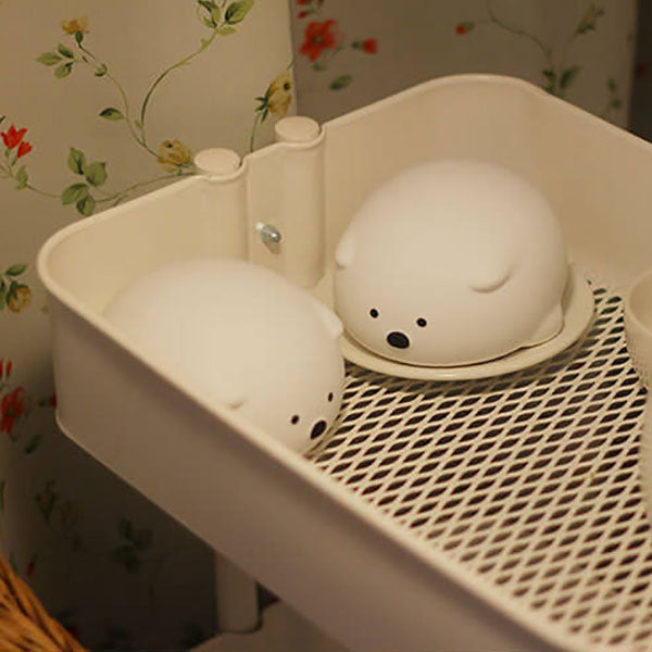 Contemporary Creative Round Silicone LED Kids Cartoon Bear Night Light Table Lamp For Bedroom