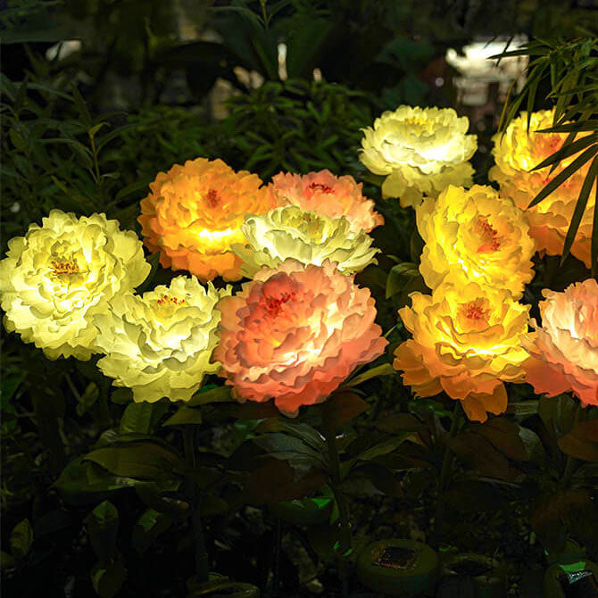 Moderne Simulation Pfingstrosenblumendekoration Wasserdichtes Solar-LED-Garten-Bodenlicht im Freien 