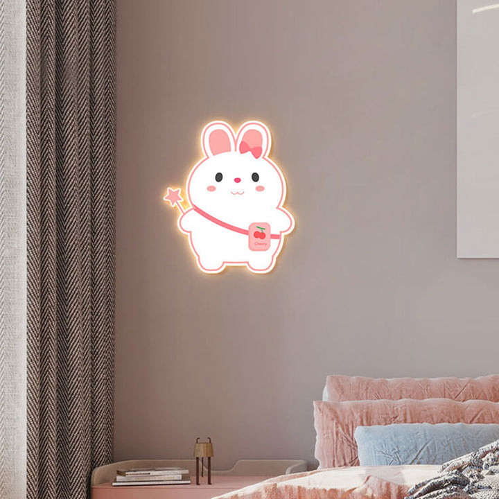 Lámpara de aplique de pared LED para niños con conejo de dibujos animados creativo y unicornio 