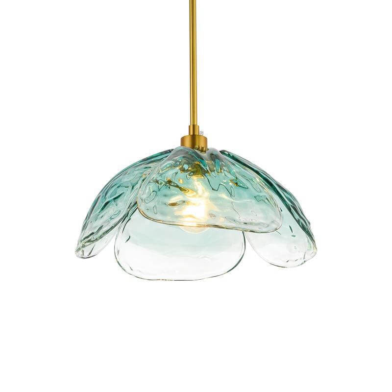 Modern Flower Petal Stained Glass 1-Light Pendant Light