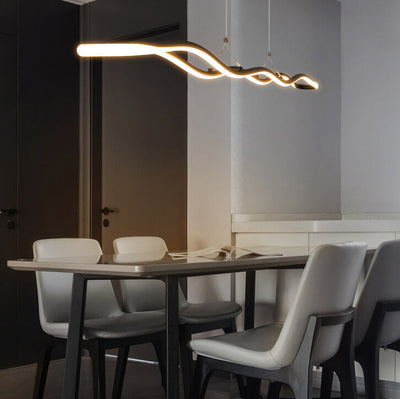 Nordic Minimalist Curve Bar LED-Kronleuchter aus Aluminium 